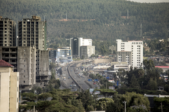 highway and new construction in Addis Ababa, Ethiopia
