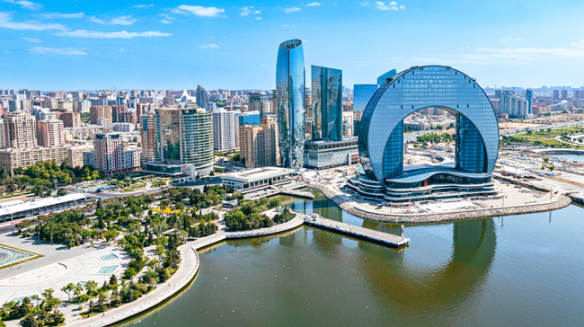 City of Baku Azerbaijan on a beautiful day