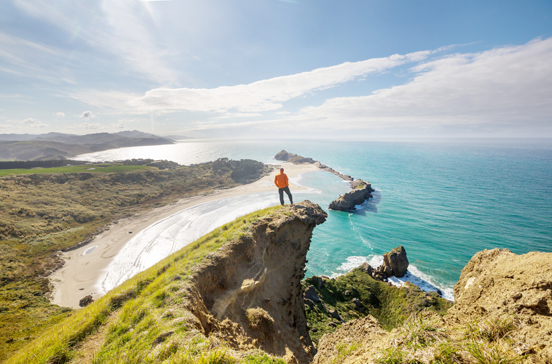 Beautiful landscapes it the Ocean Beach, New Zealand. Inspiring natural and travel background